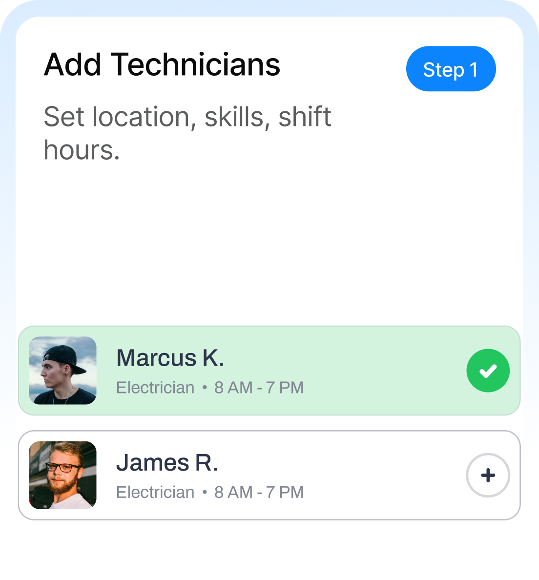 Add technicians workflow step