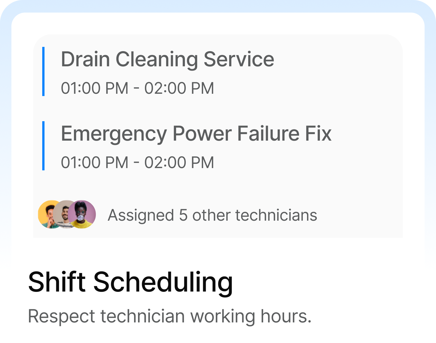 Shift Scheduling feature